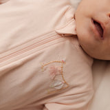 Pima Embroidered Footless Sleeper in Pink Clothesline