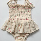 Smock Romper - Rose Floret in Pink
