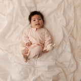 Pima Embroidered Footie in Pink Clothesline