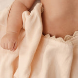 Crochet Trim Swaddle in Cloud