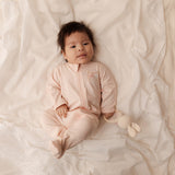 Pima Embroidered Footie in Pink Clothesline