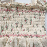Smock Romper - Rose Floret in Pink