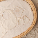 Bib/Mittens/Burp Cloth in Pearl