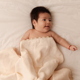 Crochet Trim Swaddle in Cloud