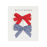 Bow Clip Set in Red/Blue