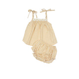 Crochet Daisy Set in Yellow Gingham