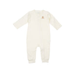 Pima Embroidered Footless Sleeper in Pearl Flower Bear