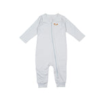 Pima Embroidered Footless Sleeper in Blue Rocking Horse