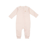 Pima Embroidered Footless Sleeper in Pink Clothesline