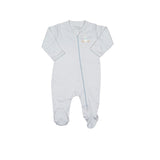 Pima Embroidered Footie in Blue Bunny