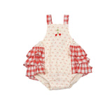 Ruffle Romper in Red Dot/Cherry