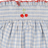 Ruffle Pant Set in Blue Gingham/Cherry