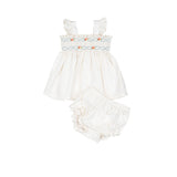Embroidered Flutter Set in Ivory
