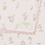 Crochet Trim Swaddle in Tulips