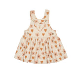 Heart Pocket Overall Dress - Desert Rose Hearts