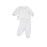 Gauze Two Piece Set in Embroidered Bouquet