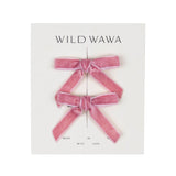 Velvet Clip Set - Vintage Bows Dusty Pink