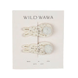 Crochet Clip set in White Bunny