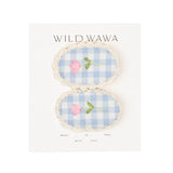 Crochet Clip Set in Blue Gingham