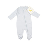 Pima Embroidered Footie in Blue Lamb