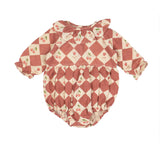 Hazel Romper - Cherry Patchwork Crimson