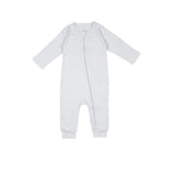 Pima Embroidered Footless Sleeper in Blue Lamb