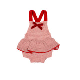 Velvet Bow Romper - Rosewood/Ruby