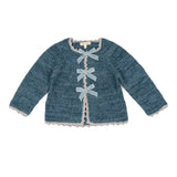 Velvet Bow Sweater - Aegean Blue