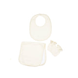 Bib/Mittens/Burp Cloth in Pearl