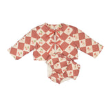 Quilted Jacket Set - Cherry Patchwork Crimson