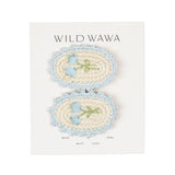 Crochet Clip Set in Blue Tulip