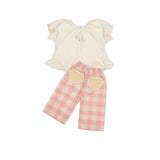 Heart Pocket Pant Set in Pink Gingham