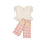 Heart Pocket Pant Set in Pink Gingham