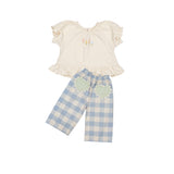 Heart Pocket Pant Set in Blue Gingham