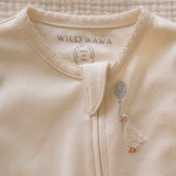Pima Embroidered Footie in Goose