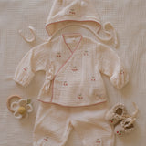 Gauze Bundle Set in Embroidered Cherries