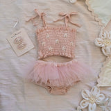 Daisies Tutu Set in Melon Pink