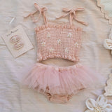 Daisies Tutu Set in Melon Pink