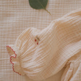Gauze Romper in Embroidered Cherries