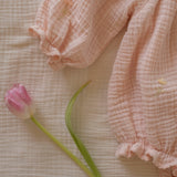 Gauze Romper in Embroidered Flowers