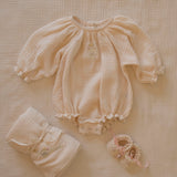 Gauze Romper in Embroidered Bouquet