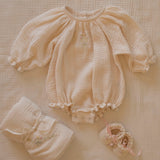 Gauze Romper in Embroidered Bouquet