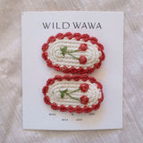 Crochet Clip Set in Red Cherry
