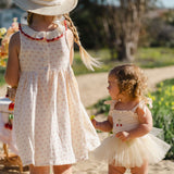 Crochet Collar Dress in Red Dot/Cherry