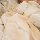Embroidered Swaddle in Bouquet