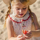Crochet Collar Dress in Red Dot/Cherry