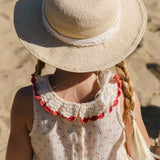 Crochet Collar Dress in Red Dot/Cherry