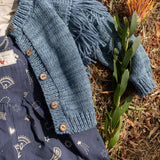 Fringed Cardigan in Luna Blue