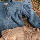 Fringed Cardigan in Luna Blue