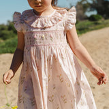 Smock Flutter Dress in Dancing Tulips
